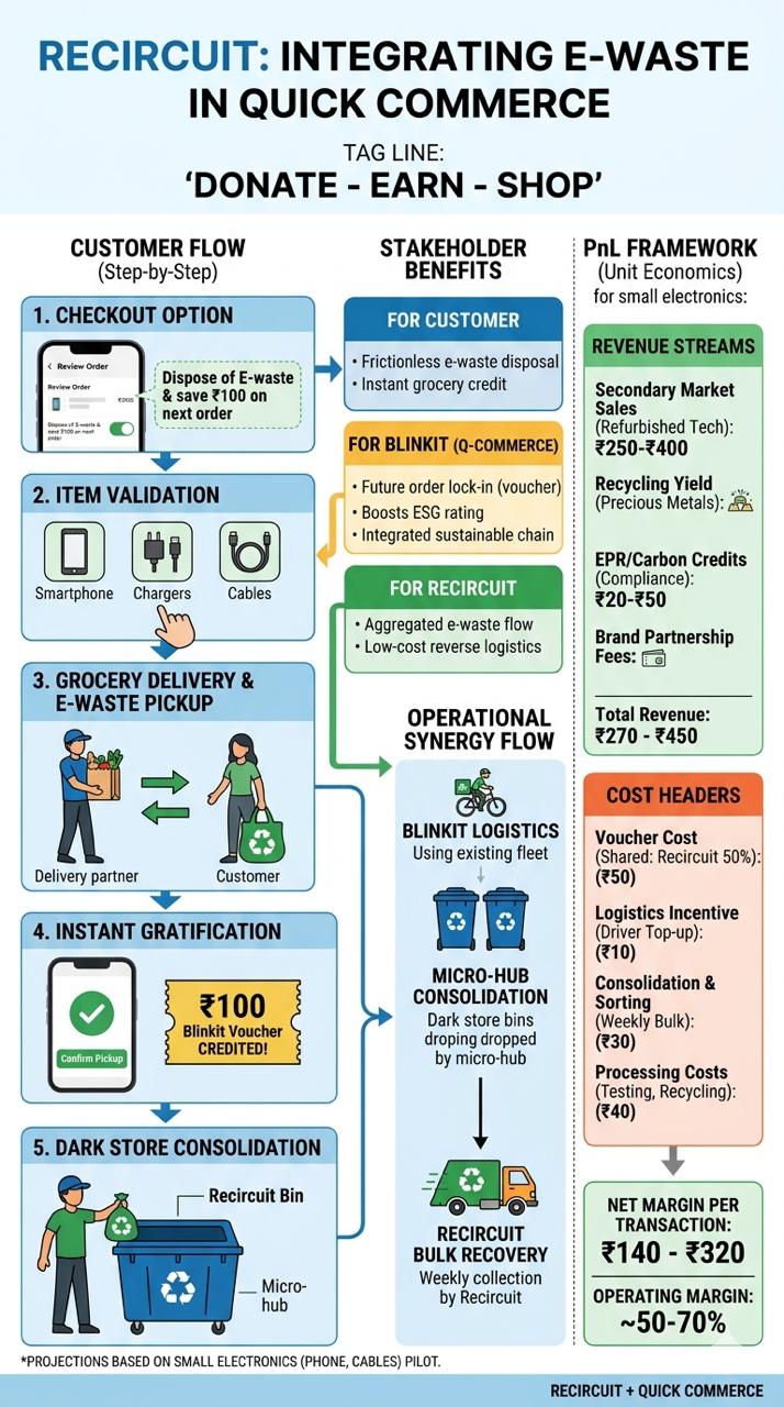 Recircuit Quick Commerce E-Waste Integration Model — Donate, Earn, Shop